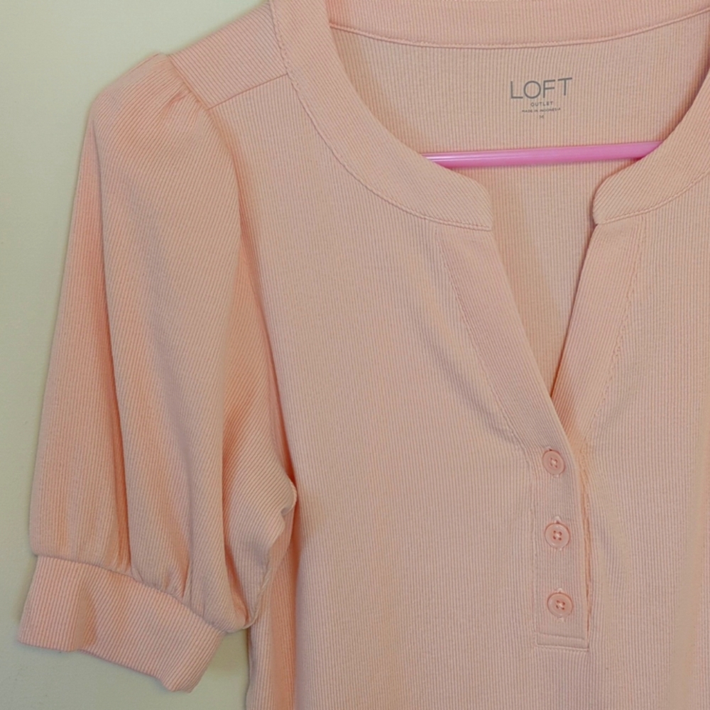 Loft Ribbed Henley Blouse - Picture 5 of 6